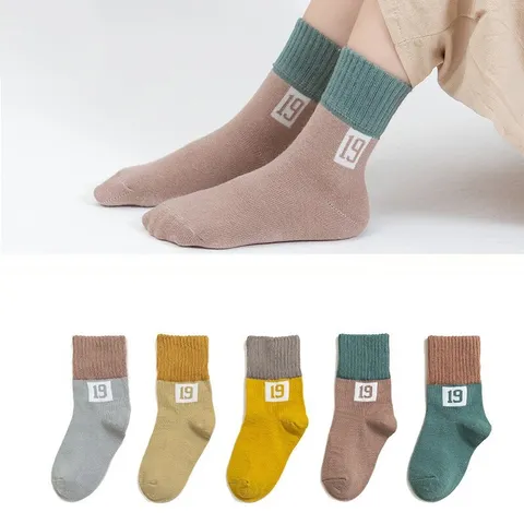 Sét 5 đôi tất trẻ em dạng lưới cho bé gái bé trai hàn quốc dày dặn giữ ấm chân mùa thu đông