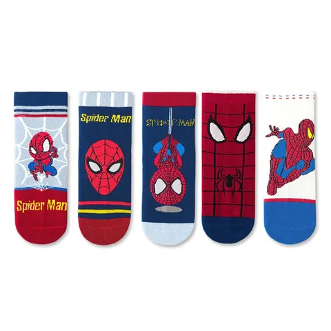 [Sịn dày ấm] Set 5 đôi tất Người Nhện Spider Men vớ cao cổ cho bé dày dặn giữ ấm chân mùa thu đông