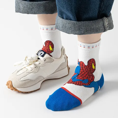 [Sịn dày ấm] Set 5 đôi tất Người Nhện Spider Men vớ cao cổ cho bé dày dặn giữ ấm chân mùa thu đông
