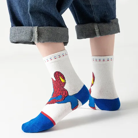 [Sịn dày ấm] Set 5 đôi tất Người Nhện Spider Men vớ cao cổ cho bé dày dặn giữ ấm chân mùa thu đông