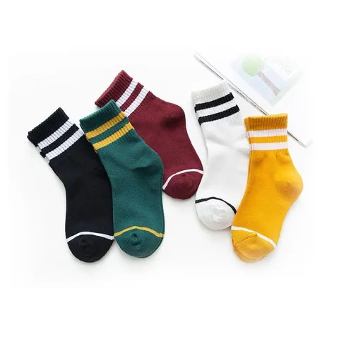 Set 5 đôi tất trẻ em cotton kẻ sọc bé trai, gái sợi bông mềm mại thoáng khí khử mùi