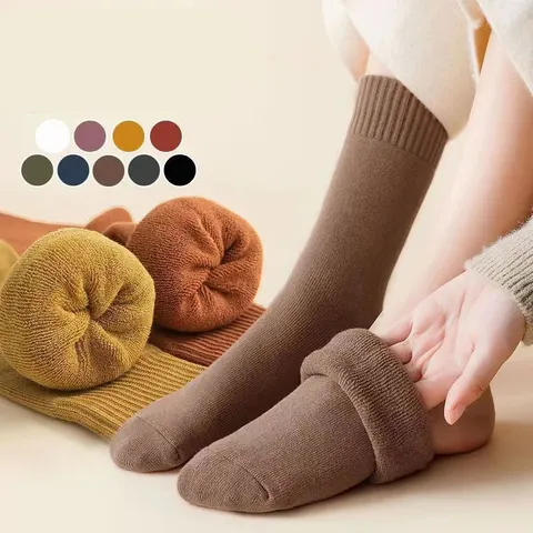 Combo 5 đôi Tất nữ lót lông cổ cao ấm áp giữ nhiệt, siêu giữ nhiệt tránh rét đại hàn