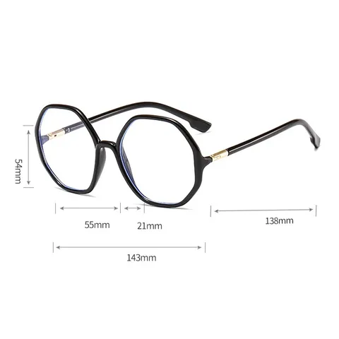 Kính cận thời trang mắt đa giác không độ chống ánh sáng xanh phong cách Hàn Quốc - MS63