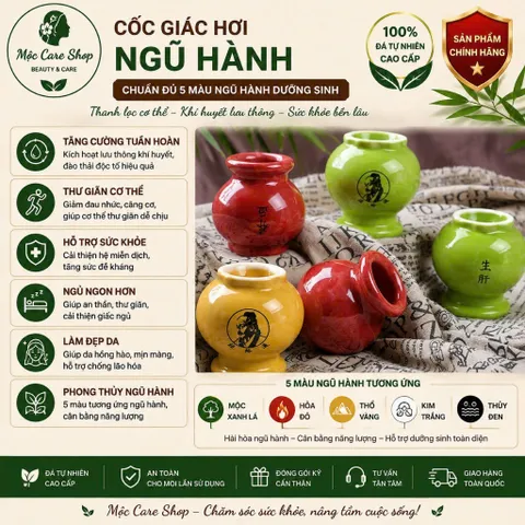 Bộ giác ngũ hành 39 cốc loại 1 bóng đẹp dày  in hình ngũ hành 2 mặt