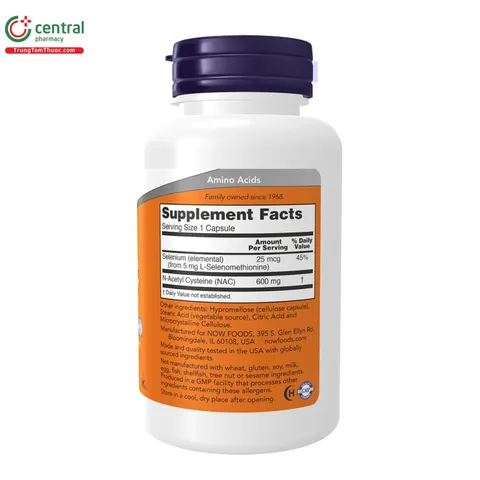 Viên Uống Thải Độc Gan NAC 600mg Now Foods,nhap my