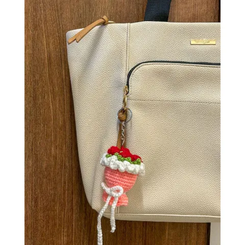 Móc khóa bó hoa hồng mini len handmade dễ thương - Quà tặng xinh xắn