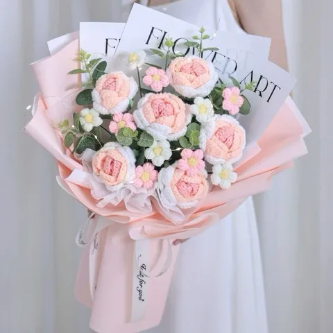 Bó Hoa Hồng Len Handmade Quà Tặng Ý Nghĩa
