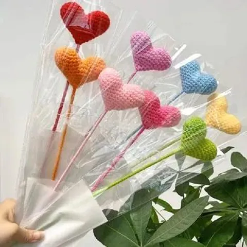 Bó hoa trái tim len 1 bông - Hoa Len Handmade Dễ Thương, Quà Tặng Valentine/Sinh Nhật