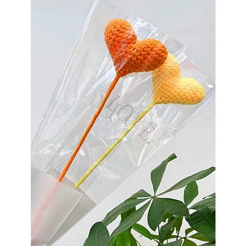 Bó hoa trái tim len 1 bông - Hoa Len Handmade Dễ Thương, Quà Tặng Valentine/Sinh Nhật