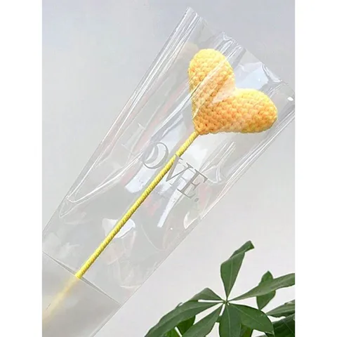 Bó hoa trái tim len 1 bông - Hoa Len Handmade Dễ Thương, Quà Tặng Valentine/Sinh Nhật