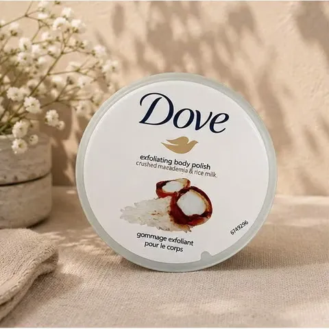 Tẩy Da Chết, Tế Bào Chết Dove Exfoliating Body Giúp Dưỡng Da Trắng Mịn Màng Macca 298g - Bản Mỹ