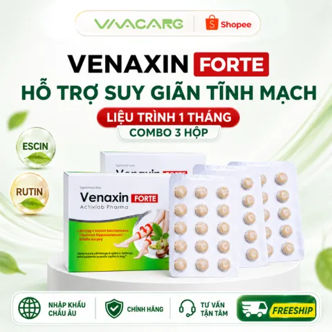 [Combo 3 Hộp] Viên uống Venaxin Forte - Liệu trình 1 tháng hỗ trợ suy giãn tĩnh mạch & bền thành mạch