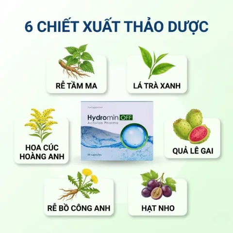 Thực Phẩm Bảo Vệ Sức Khỏe Hydromin OFF Từ 6 Thảo Dược Thiên Nhiên, Giảm Tích Nước, Hỗ Trợ Kiểm Soát Cân Nặng