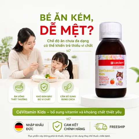 [Mẹ Tin Dùng] Combo 2 Chai CeVitamin Kids - Bổ Sung Đa Vitamin Cho Bé Biếng Ăn, Ít Ốm Vặt Nhập Đức