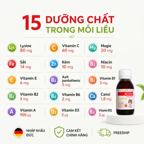 [Mẹ Tin Dùng] Combo 2 Chai CeVitamin Kids - Bổ Sung Đa Vitamin Cho Bé Biếng Ăn, Ít Ốm Vặt Nhập Đức