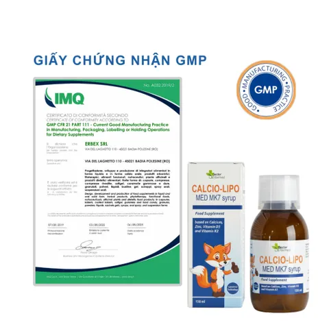 Siro Canxi Liposome Calcio-Lipo Med MK7 Cho Bé Từ 1 Tuổi, Tăng Chiều Cao 150ml