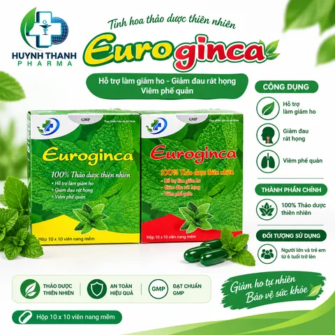 Viên Uống Giảm Ho Euroginca - Hộp 100 Viên Nang Mềm