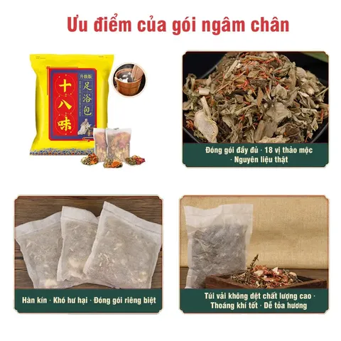 Ngâm chân 18 vị thảoo dượcc trừ thấp, khu hàn, ngủ ngon, dưỡng sắc