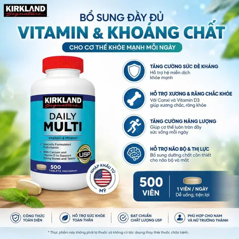 Vitamin tổng hợp Multivitamin Kirkland 500 viên