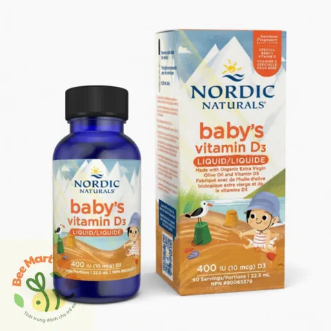 Vitamin D3 thuần tinh khiết Nordic Naturals lọ 22,5ml, Hỗ trợ phát triển hệ xương răng & nhịp giấc ngủ cho bé 0-12 tháng