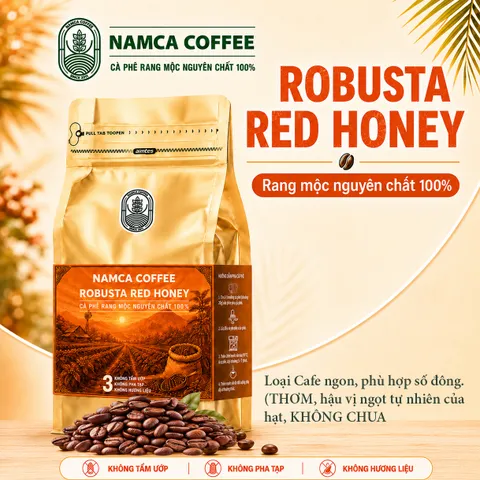 (1 kg) CÀ PHÊ ROBUSTA RED HONEY (Rang Mộc Nguyên Chất 100%) (Đã bao gồm 8% VAT)