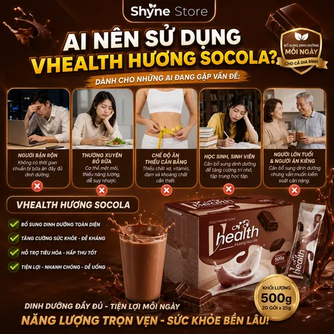 Ngũ Cốc Dinh Dưỡng VHEALTH Vị Socola | Thực Phẩm Bổ Sung Protein Thực Vật Chất Xơ