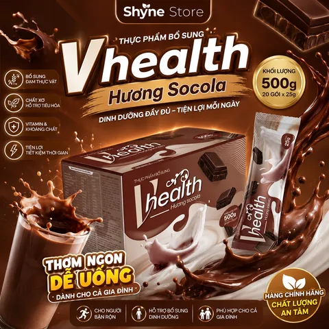 Ngũ Cốc Dinh Dưỡng VHEALTH Vị Socola | Thực Phẩm Bổ Sung Protein Thực Vật Chất Xơ