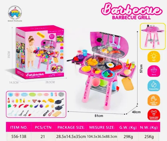 Bộ đồ chơi bếp vỉ nướng BBQ 2 tầng (Kids BBQ Grill Playset) gồm 62 chi tiết, có hiệu ứng đèn và phun sương 556-138