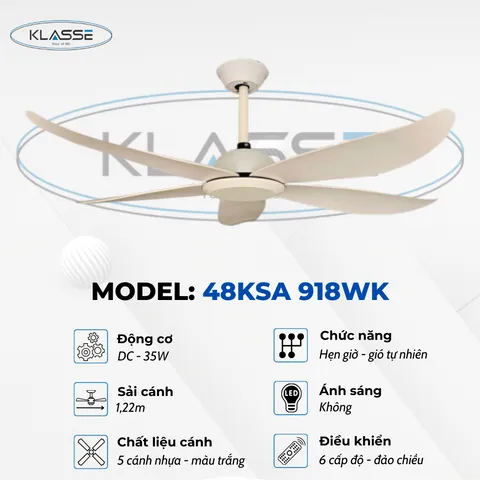 Quạt trần không đèn Klasse 48KSA 918WK Đức