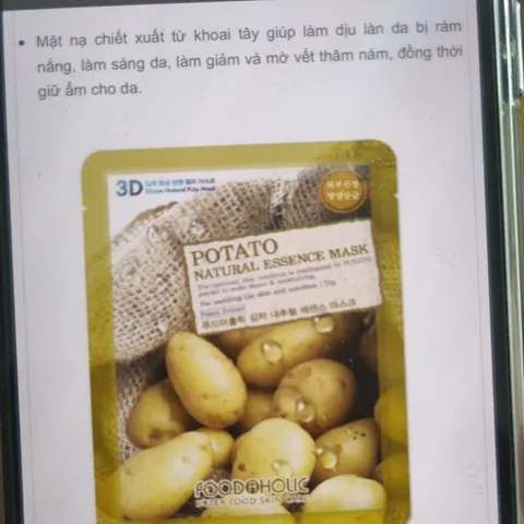 ( combo sét 10 mask )  . mặt nạ 3D folic Shape Natural Pulp mask Hàn Quốc - potato