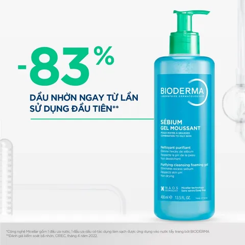 Sữa Rửa Mặt Bioderma Sébium Gel Moussant 400ml Pháp – Gel Tạo Bọt Không Xà Phòng, Làm Sạch, Giảm Dầu Cho Da