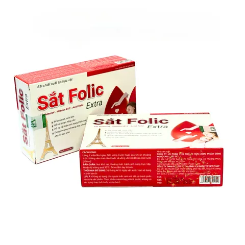 Viên Sắt Folic Extra Sắt Fumarat Acid Folic Vitamin B12 Hỗ Trợ Tạo Hồng Cầu _ Hộp 30 Viên