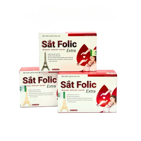 Viên Sắt Folic Extra Sắt Fumarat Acid Folic Vitamin B12 Hỗ Trợ Tạo Hồng Cầu _ Hộp 30 Viên