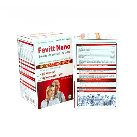 Viên Uống Fevitt Nano Bổ Sung Sắt Acid Folic Hỗ Trợ Quá Trình Tạo Máu Hộp 50 Viên