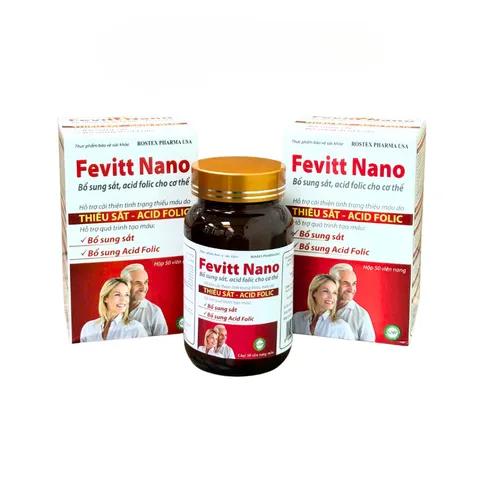 Viên Uống Fevitt Nano Bổ Sung Sắt Acid Folic Hỗ Trợ Quá Trình Tạo Máu Hộp 50 Viên