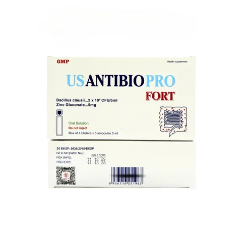 Men vi sinh Usantibio Pro Fort Hỗ Trợ Giảm tiêu chảy, táo bón, Chướng bụng - Hộp 20 ống