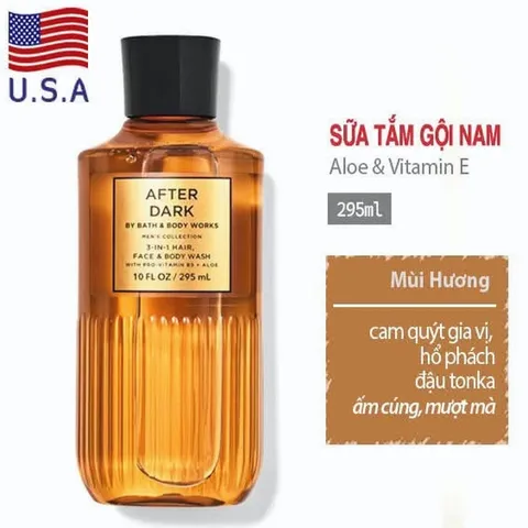 🚿 Bath & Body Works After Dark 3in1 Hair, Face & Body Wash – Sữa Tắm Gội Nam 295ml Chính Hãng