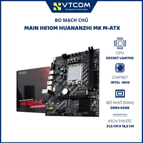 Mainboard Huananzhi H610M-K DDR4 (Socket 1700 / M.2 NVMe / M.2 Wi-Fi / VGA / HDMI / M-ATX) -
