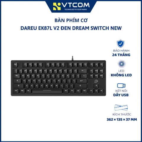 Bàn phím cơ DAREU EK87L Black / White (Không LED) - Chính Hãng
