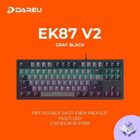 Bàn phím cơ gaming có dây Dareu EK87 V2 Dream Switch LED RBG - Hàng chính hãng bảo hành 24 tháng