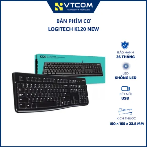 Bàn phím máy tính văn phòng có dây Logitech K120 Fullsize Cổng USB - Bảo hành 36 tháng