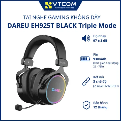 Tai nghe gaming không dây DareU EH925T - Kết nối Wireless 2.4GHz / Bluetooth - Bảo hành 12 tháng