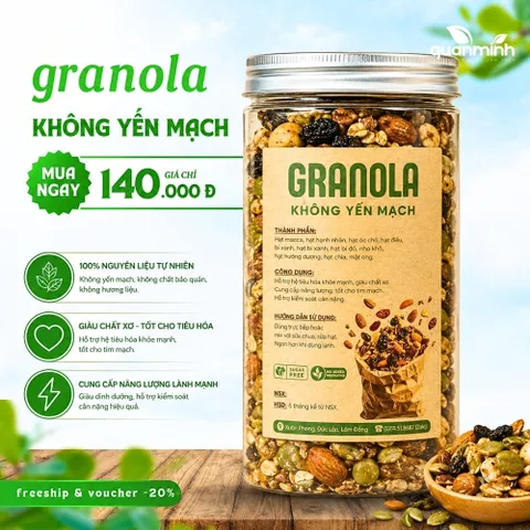 Granola Siêu Hạt Không Yến Mạch Nướng Mật Ong CAO Food - Ngũ Cốc Dinh Dưỡng 100% Không Đường, Handmade Từ Hạt Cao Cấp