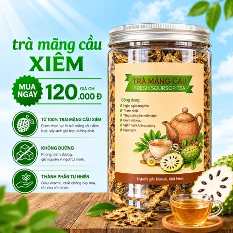 Trà Mãng Cầu Xiêm CAOFOOD 100% Tự Nhiên - Thảo Dược Hỗ Trợ Giấc Ngủ và Tăng Cường Sức Khỏe - Thơm Ngon, Dễ Uống, Trà Việt Nam