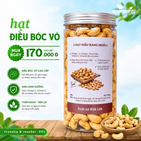 Hạt Điều Rang Muối CAOFOOD - Hạt Điều Bóc Vỏ Nguyên Chất, Ngọt Bùi, Dinh Dưỡng Tốt Cho Sức Khỏe, Ăn Kiêng Healthy Keto