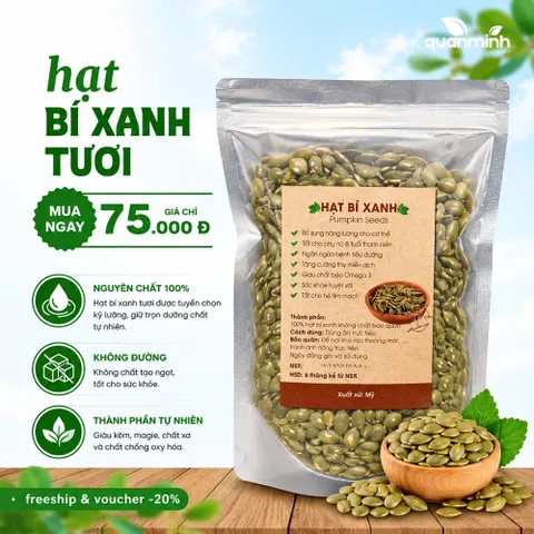 Hạt Bí Xanh Sấy Khô Nhập Khẩu Ấn Độ - Dinh Dưỡng Tự Nhiên, Snack Thơm Ngon 500g, Thích Hợp Cho Salad và Sữa Hạt