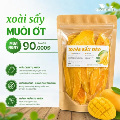 Xoài Sấy Dẻo CAOFOOD 500g - Snack Ngon Từ Xoài Cát Tươi Nguyên Chất, Không Chất Tạo Màu, Thực Phẩm Sạch An Toàn