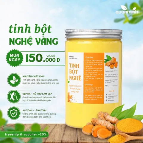 Tinh Bột Nghệ CAOFOOD Nguyên Chất 100% Từ Nghệ Sẻ Già Đaklak - Hàng Trồng Sạch Tự Nhiên, 500g