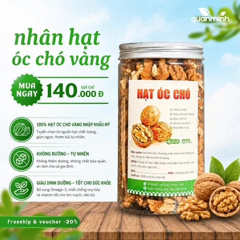 Nhân óc chó vàng CAOFOOD 450gr - Hạt dinh dưỡng cao cấp nhập khẩu từ Mỹ, tốt cho sức khỏe tim mạch và giảm cân