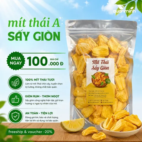 Mít Thái Sấy Giòn CAOFOOD 500g - Snack Nguyên Cánh 100% Tự Nhiên, Vị Ngọt Nguyên Bản, Đặc Sản Việt Nam, Ăn Vặt Khỏe Mạnh